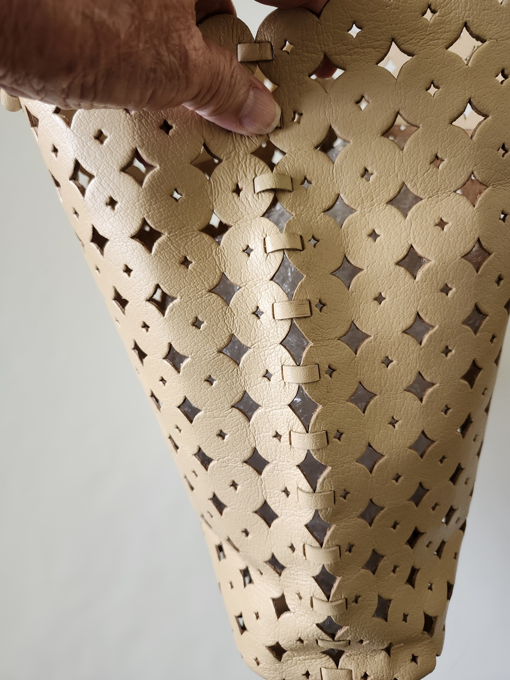 J. Crew Beige Leather Perforated TOTE - Picture 7 of 8